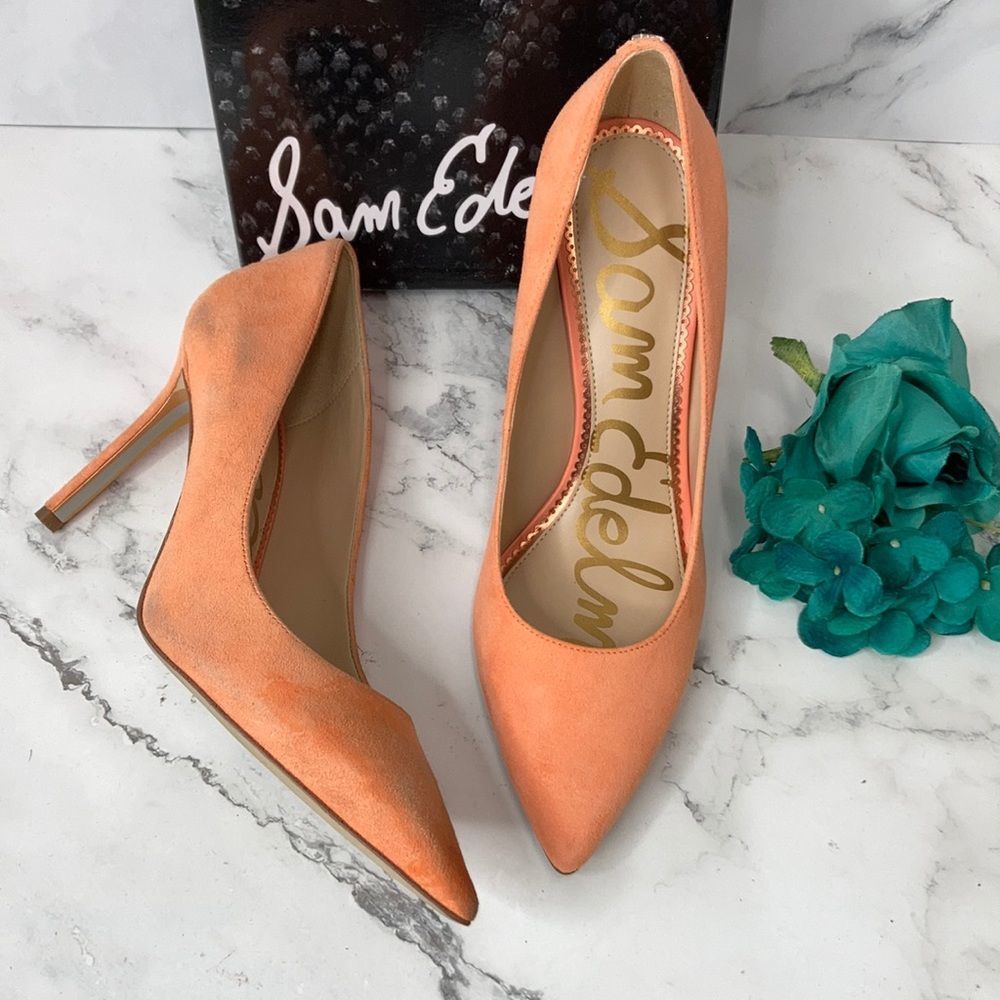 SAM EDELMAN Melon Suede Hazel Pumps  - Sz 8M